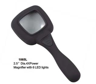 rubber armored magnifier, with 6 LED
