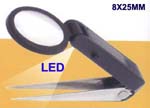 LED tweezer loupe, 8x25mm