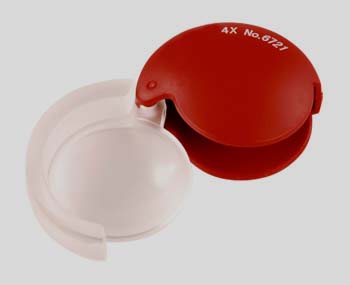 Pocket loupe, aspheric lens