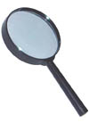 handheld magnifier, plastic frame and handle