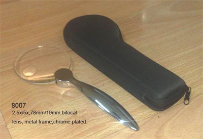 Bifocal handheld magnifier,Metal handle ,with gift EVA case